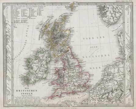 1862 Stieler Map of the British Isles ( England, Ireland, Scotland )