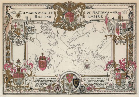 1937 Alonzo C. Webb map of the British Empire - original manuscript