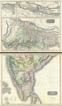 1817 Thomson Map of India with Nepal (set of 2 maps)