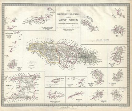 1835 S.D.U.K. Map of the British Islands in West Indies (Including Jamaica)