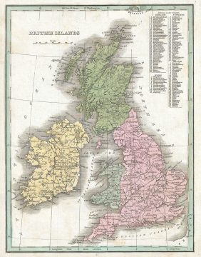1835 Bradford Map of the British Isles (England, Scotland, Ireland, Wales)