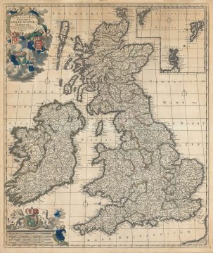 1690 De Wit Map of the British Isles:  England, Scotland, Ireland