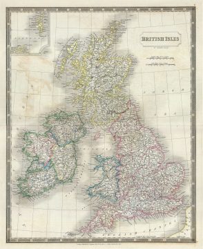 1835 Hall Map of the British Isles:  England, Scotland, Ireland