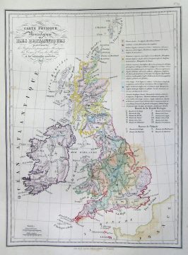 1837 Malte-Brun Map of the British Isles ( England, Scotland, Ireland )