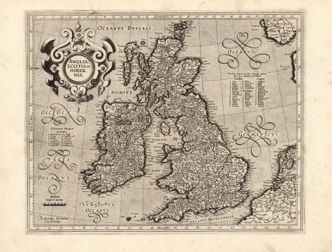 1595 Mercator Map of the British Isles: First Atlas Edition