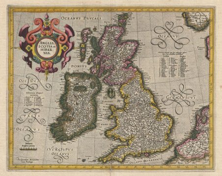 1613 Mercator - Hondius Map of the British Isles