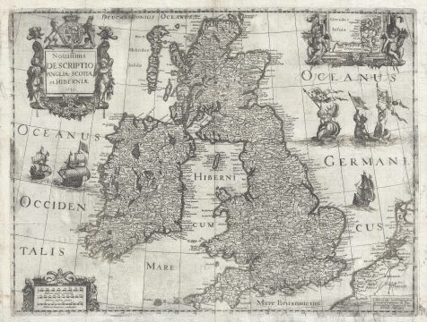 1639 Van Lochom Map of the British Isles - rare!