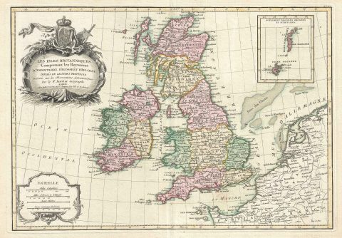 1771 Janvier Map of the British Isles ( England, Wales, Scotland, Ireland )