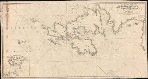 1858 Hobbs Blueback Nautical Map of the British Isles and the Eastern Atlantic Ocean