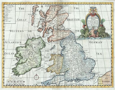 1712 Wells Map of the British Isles (England, Wales, Scotland and Ireland)
