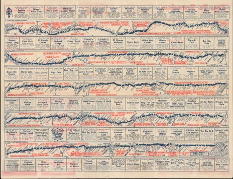 1942 Highway Travel Service Promotional Strip Map, the 'Broadway of America'