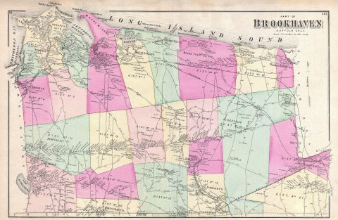 1873 Beers Map of Northern Brookhaven, Long Island, New York