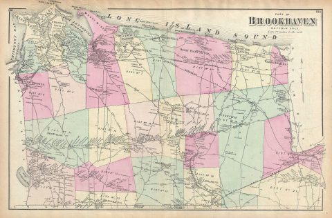 1873 Beers Map of Northern Brookhaven, Long Island, New York