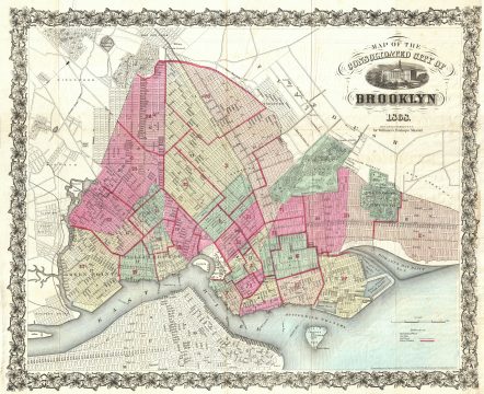 1868 Bishop Pocket Map of Brooklyn, New York