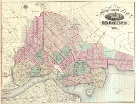 1864 McCloskey Pocket Map of Brooklyn, New York