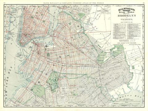 1891 Rand McNally Map or Plan of Brooklyn, New York