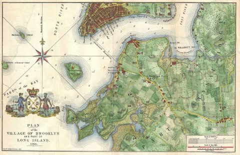 1864 McCloskey Map of Brooklyn, New York City, in 1766