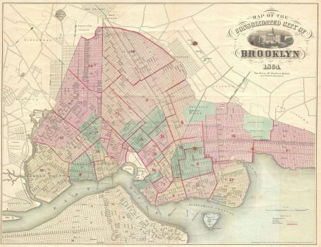 1864 McCloskey Pocket Map of Brooklyn, New York