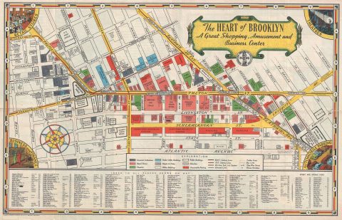 1935 Downtown Brooklyn Association Pictorial Map of Downtown Brooklyn