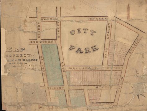 1836 Manuscript Map of Commodore Berry Park, near Navy Yard, Brooklyn, New York