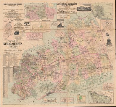 1886 Beers Wall Map of Brooklyn, Queens, and Nassau County, Long Island