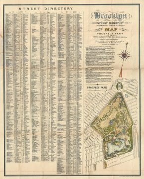 1880 Matthew Dripps Brooklyn Street Direcotry and Map of Prospect Park