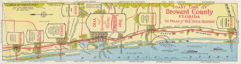 1924 Fort Lauderdale Strip Map of Broward County, Florida