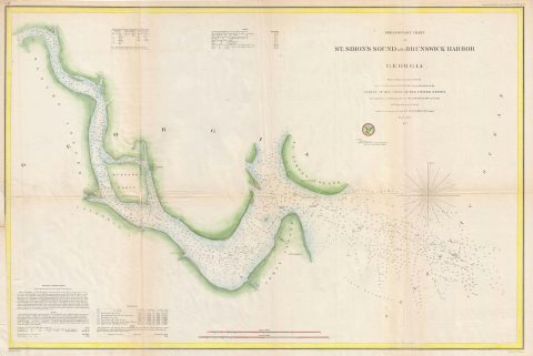 1857 U.S. Coast Survey Map of Brunswick Harbor and Saint Simons Sound, Georgia