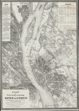 1838 Schmid Map of Budapest, Hungary (Great Flood)
