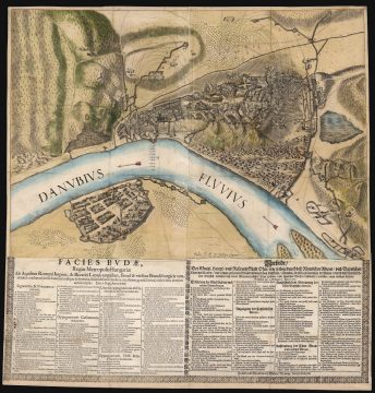 1687 Broadside Map of the 1686 Siege of Buda, Budapest, Hungary