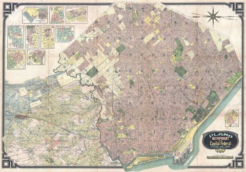 1927 Bemporat City Map or Plan of Buenos Aires, Argentina