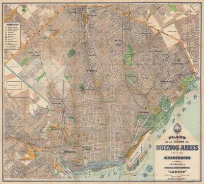 1953 Ludwig Map of Buenos Aires and Environs