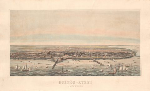 1898 Kahler Aquatint Bird's-Eye View of Buenos Aires, Argentina