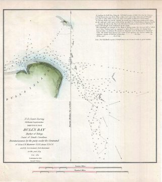 1851 U.S. Coast Survey Map of Bull's Bay, Harbor of Refuge, South Carolina