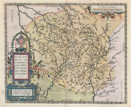 1584 Ortelius Map of Burgundy, France (Wine Regions)