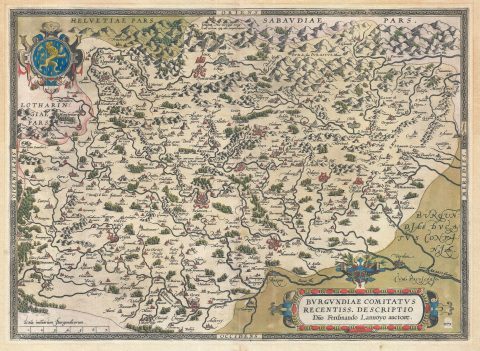 1592 Orteilus Map of Burgundy, France (Wine Regions)