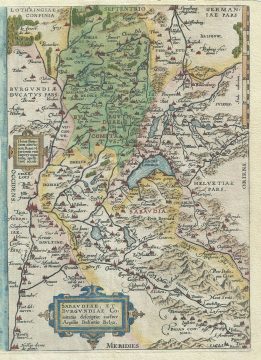 1579 Ortelius Map of Burgandy  (Bourgogne), France and Parts of Switzerland