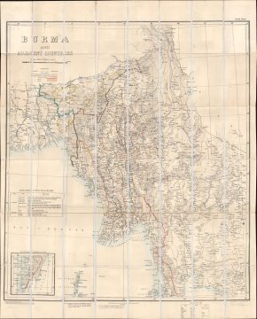 1892 Survey of India Wall Map of Burma
