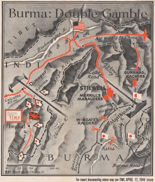 1944 Chapin Map of Burma / Myanmar during World War II