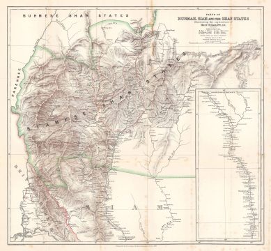 1886 Sharbau and Milne Map of Burma (Myanmar) and Thailand