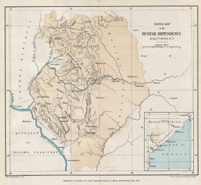 1879 Johnston Map of the Bustar Dependency, India