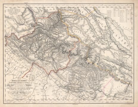 1833 Ritter Map of Tibet, Nepal, Uttar Pradesh, Uttarakhand, India, Transhimalaya