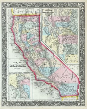 1860 Mitchell's Map of California