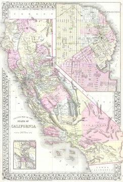 1881 Mitchell Map of California w/ San Francisco Inset