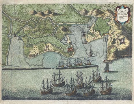 1656 Jansson Bird's Eye View of Cabo de Santo Agostinho, Brazil