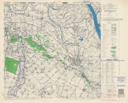 1945 Defence Overprint Map of Kalkar, Germany, and Environs for Operation Blockbuster