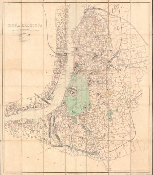 1912 Burrard Survey of India Large-Format Map of Calcutta / Kolkata