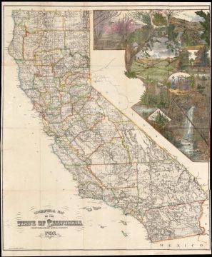 1893 H. S. Crocker Map of California w/ Wine Making Vignette