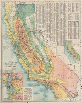 1910 Matthews Northrup and Southern Pacific Climate Map of California