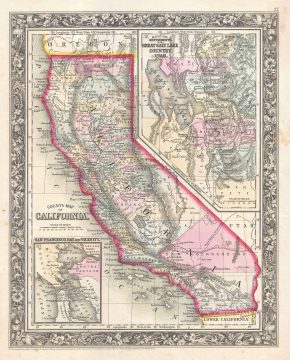 1861 Mitchell Map of California